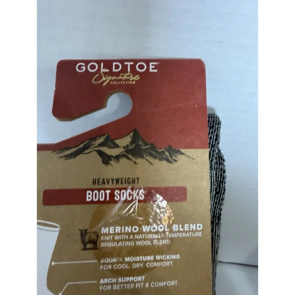 Gold Toe Signature Heavyweight Boot Socks Merino Wool Blend 2 Pair Size 6-12.5